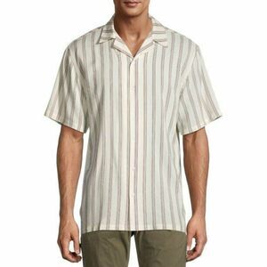 ✨HP✨Cactus Man Ricky Singh Men’s Shirt White Vertical Stripes Viscose✨
